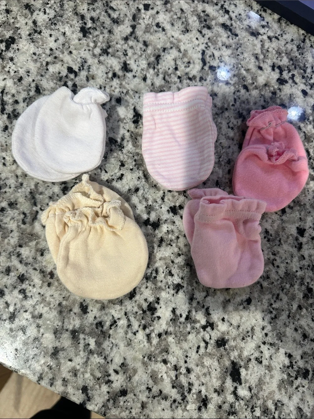 Baby Mittens Set - Pink, Light Pink, Cream, White set of 5 newborn